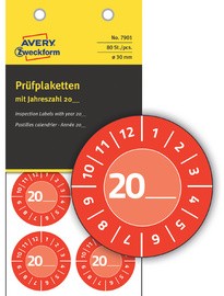 AVERY Zweckform Prüfplaketten zum Selbsteintragen 20XX, gelb