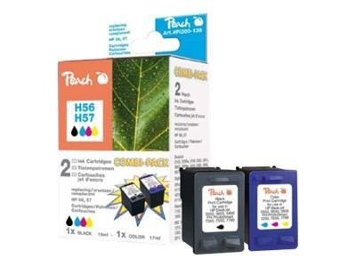 PEACH PEACH Combi Pack H56/H57 2er Pack Schwarz, Farbe (Cyan, Magenta, Gelb) Tintenpatrone