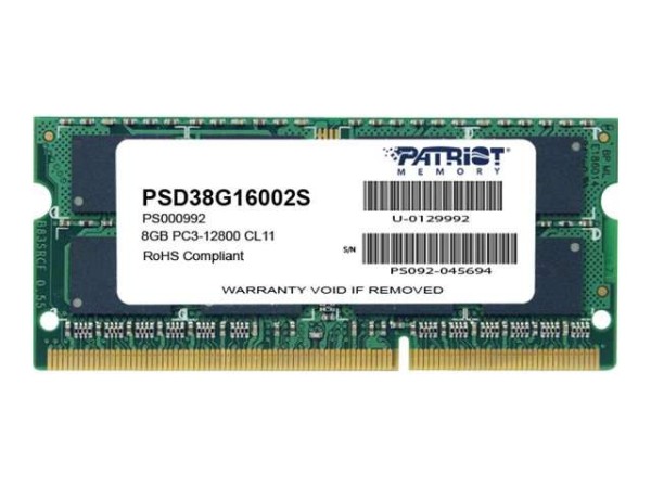 SO-DDR3 8GB PC3-12800S CL11 Patriot Signature Line PSD38G16002S