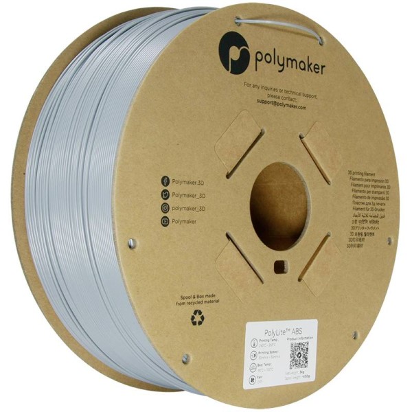 POLYMAKER POLYMAKER PE01024 Filament ABS hitzebeständig, schlagfest, geruchsarm 1.75 mm 3000 g Grau PolyL