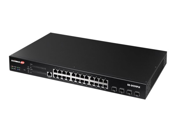 EDIMAX EDIMAX 24-Port Gigabit PoE+ Web Smart Switch mit 4-Port 10GbE SFP+- Uplinks für Überwachungszwecke
