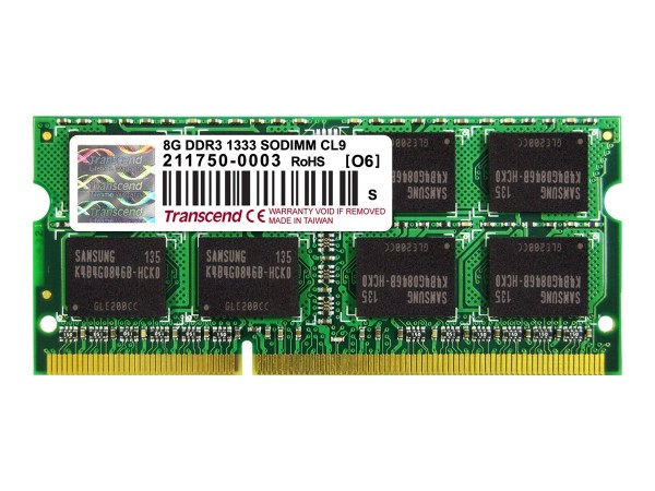SODDR3 8GB PC3-10667 CL9 Transcend TS1GSK64V3H