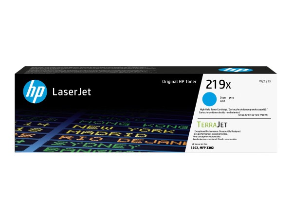 HP 219X High Yield Cyan Original LaserJet Toner Cartridge W2191X