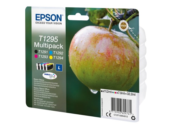 EPSON T1295 Multipack 4er Pack Schwarz, Gelb, Cyan, Magenta Tintenpatrone C13T12954022