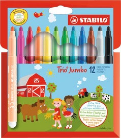 STABILO Fasermaler Trio Jumbo, 12er Karton-Etui