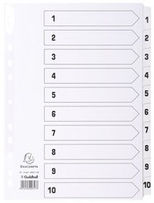 EXACOMPTA Karton-Register 1-10, DIN A4, weiß, 10-teilig