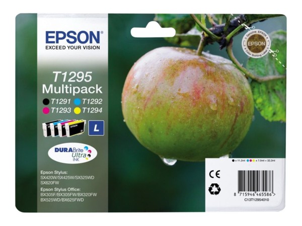 EPSON T1295 Multipack 4er Pack Schwarz, Gelb, Cyan, Magenta Tintenpatrone C13T12954010