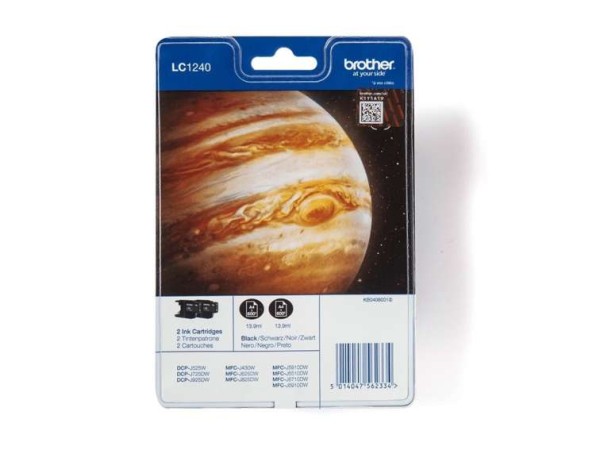 BROTHER LC1240 Twin Pack 2er Pack Schwarz Tintenpatrone LC1240BKBP2DR