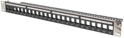 DIGITUS 19" Keystone Patch Panel, 24 Port, 1 HE, schwarz