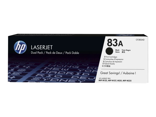 HP 83A Dual Pack 2er Pack Schwarz LaserJet Tonerpatrone (CF283AD) CF283AD