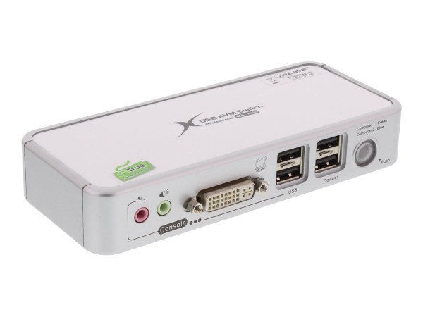 INTOS ELECTRONIC KVM Switch, InLine®, DVI, 2-fach, USB, mit Audio & Mic
