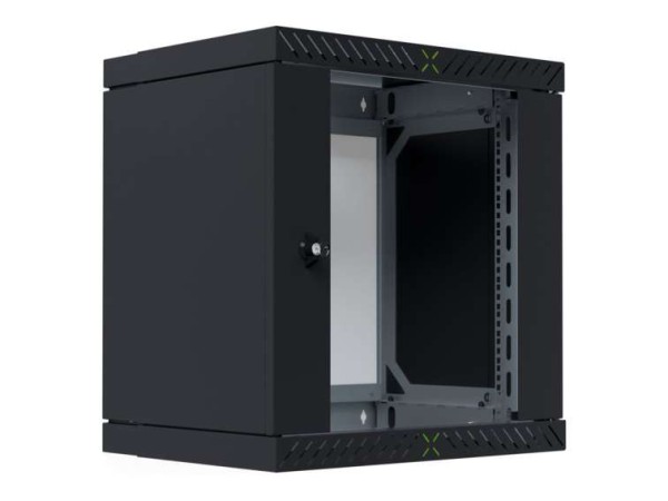 EFB 19Zoll 48,26cm Wandgehäuse X-Rack mit Glastür 400-600mm 12HE schwarz RA WGX-1206TS.G1