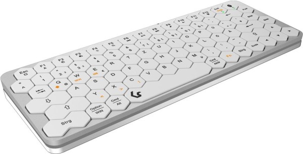 KEYSONIC KEYSONIC Mini Tastatur mit wabenförmigen Tasten, Multimediatasten, Aluminium, Silber/Weiß