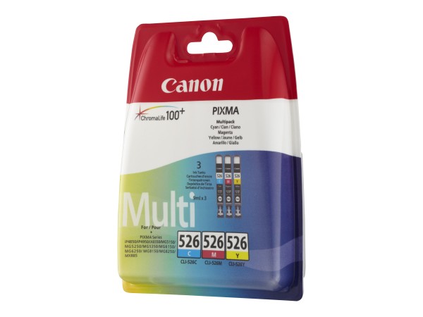 CANON CLI 526 Multipack 3er Pack Gelb, Cyan, Magenta Tintenbehälter 4541B009