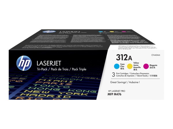 HP 312A Tri Pack 3er Pack Gelb, Cyan, Magenta LaserJet Tonerpatrone (CF440A CF440AM