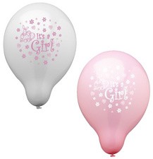PAPSTAR Luftballons "It's a Girl", rosa/weiß sortiert