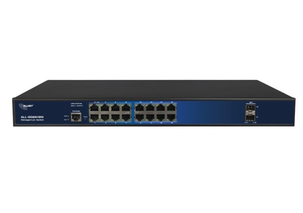ALLNET ALLNET Switch full managed 16 Port Gigabit 16x LAN 2x SFP Lüfterlos 19" - Switch - 1 Gbps