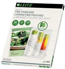 LEITZ Laminierfolientasche, DIN A4, Abheftlochung, 160 mic