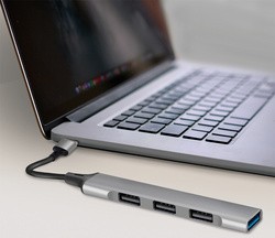 LogiLink USB 3.0 Slim-Hub, 4-Port, Aluminiumgehäuse, grau