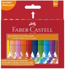 FABER-CASTELL Radierbare Kreiden JUMBO, 12er Kartonetui