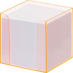 folia Zettelbox "Luxbox" mit Leuchtkanten, orange, bestückt