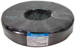 LogiLink Telefonkabel, 100 m, 4-adrig, flach, schwarz