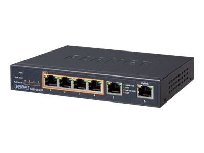PLANET TECHNOLOGY PLANET 4-Port 10/100/1000T 802.3at PoE + 2-Port GSD-604HP