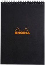 RHODIA Spiralnotizblock No. 18, DIN A4, kariert, schwarz