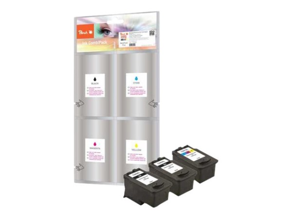 PEACH PEACH Spar Pack Plus 3er Pack XL Kapazität Schwarz, Farbe (Cyan, Magenta, Gelb) Tintenpatrone