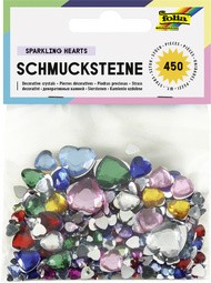 folia Schmucksteine "Herzen", Größen und Farben sortiert