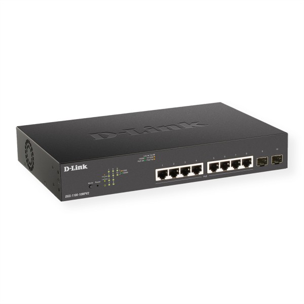 D-LINK D-LINK 10-Port Layer2 PoE+ Gigabit Smart Switch8x 10/100/1000Mbit/s TP (RJ-45) PoE Port, 802.3af/at