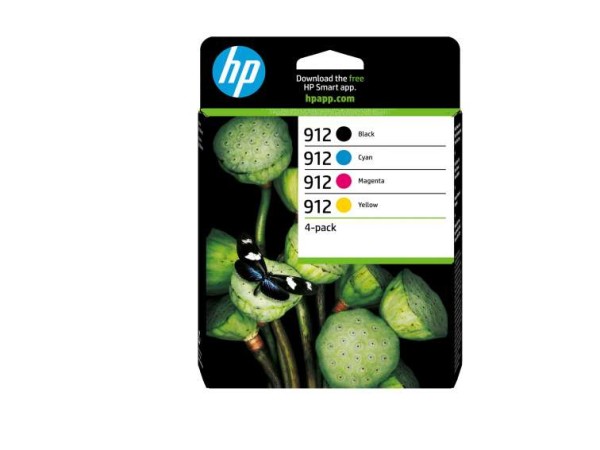 HP 912 CMYK Original Ink Cartridge 4-Pack 6ZC74AE#301