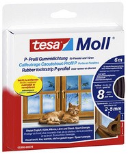 tesa Moll CLASSIC P-Profil Gummidichtung, weiß, 9 mm x 6 m