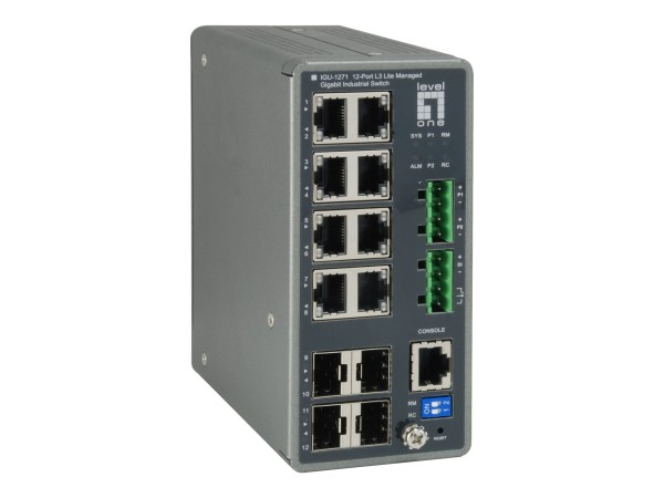 LEVELONE LEVEL ONE LEVELONE Industrial Switch 12-Port L3 Lite Gigabit     240W