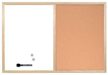 Bi-Office Kombitafel mit Holzrahmen, (B)900 x (H)600 mm