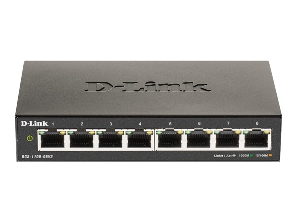 D-LINK 8-Port Layer2 Smart Gigabit Switch, 8x 10/100/1000Mbit/s TP (RJ-45) DGS-1100-08V2/E