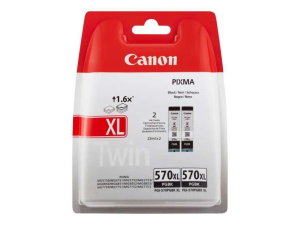 CANON PGI 570PGBK XL Twin Pack 2er Pack Schwarz Tintenbehälter 0318C007