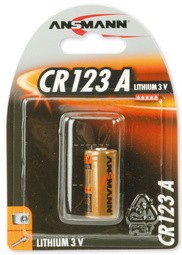 ANSMANN Lithium-Foto-Batterie "CR123A", 3 Volt, 1er-Blister