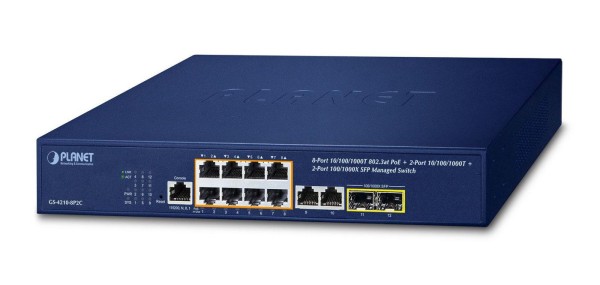 PLANET TECHNOLOGY PLANET TECHNOLOGY 8-Port GE GS-4210-8P2C 802.3at POE+