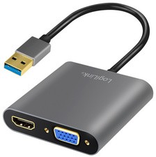 LogiLink USB 3.0 - HDMI/VGA Grafikadapter, schwarz