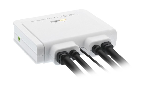 INTOS ELECTRONIC INLINE ® KVM Switch, 2-fach, HDMI, 4K, USB, mit Audio, integr. Kabel