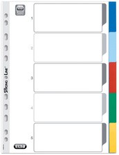 Oxford Kunststoff-Register, blanko, farbige Taben, 5-teilig
