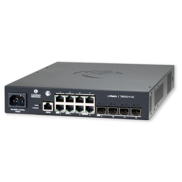 CAMBIUM NETWORKS CAMBIUM NETWORKS cnMatrix TX 1012-P-AC - 200W POE Switch 8 x 1gbps & 4 SFP+ - Switch - 1 Gbps
