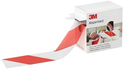 3M Absperrband, rot / weiß, nicht klebend, 70 mm x 100 m