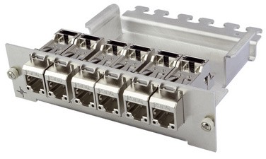 Telegärtner Modulträger mit 6 AMJ-S Modulen, 3 HE, 7 TE