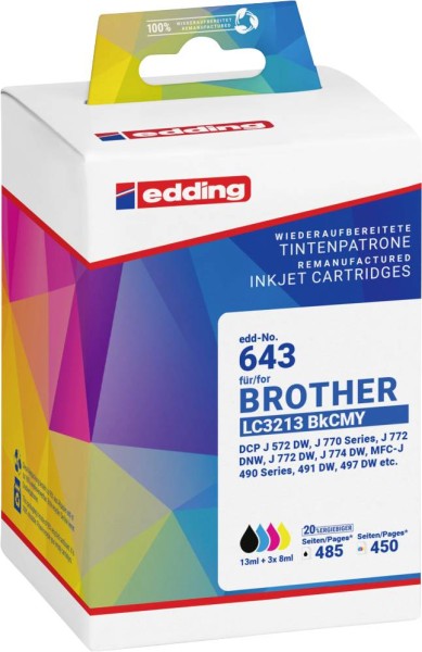 EDDING EDDING EDD-643 schwarz cyan magenta gelb Druckerpatronen kompatibel zu brother