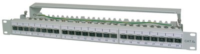 DIGITUS 19" Patch Panel Kat.6A (tief), 24 x RJ45, 1 HE