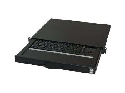 Aixcase Tastaturschublade 48.3cm 1HE DE PS2&USB Trackball schwarz AIX-19K1UKDETB-B
