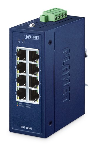 PLANET TECHNOLOGY PLANET TECHNOLOGY Industrial 8-Port 10/100/1000T Switch IGS-800T