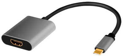 LogiLink USB 3.2 - HDMI Adapterkabel, 0,15 m, schwarz/grau